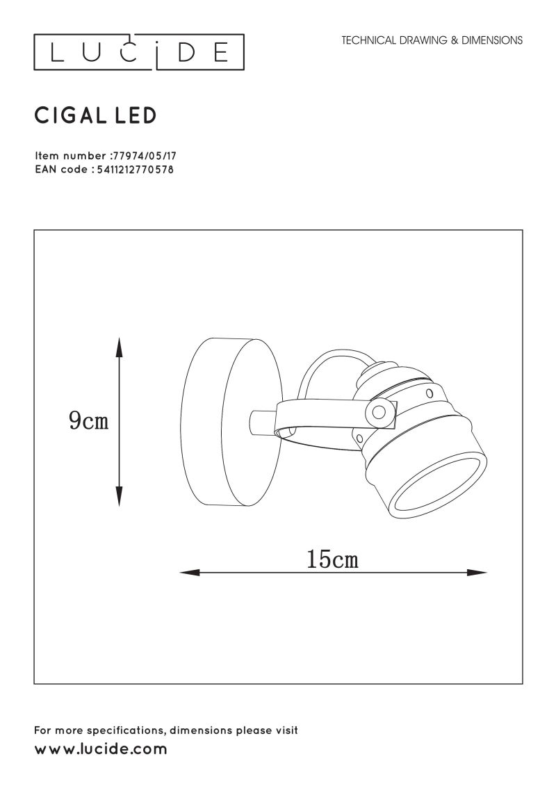CIGAL - Stropný reflektor - LED 1xGU10/5W 350LM 2700K 